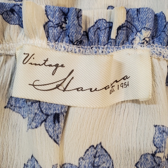 Vintage Havana Women's Size Small Blouse Blue Floral Tie Front Tiered Sleeve - Picture 11 of 12